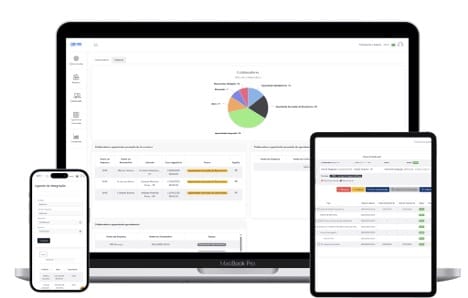 Dispositivos com software de gestão empresarial.